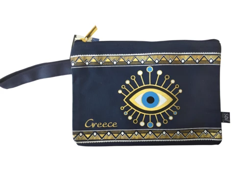Τσαντάκι χειρός σκούρο μπλε με Ματάκι